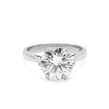 Handmade De Beers Certificated Solitaire Diamond Ring - Platinum