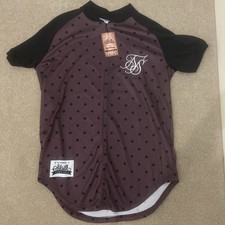 Sik Silk Black & Burgundy Spot Men’s Baseball Jersey Size Extra Small