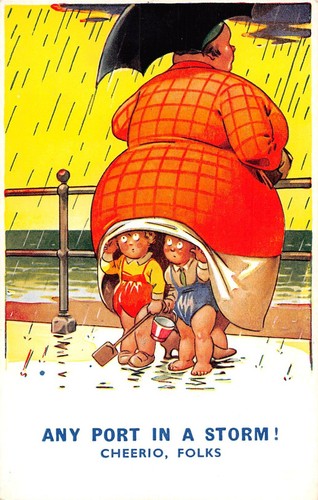 Postcard comic seaside fat - postcard,