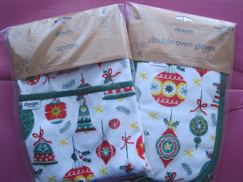 Christmas apron oven gloves - christmas, &