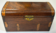 VINTAGE LIDDED BOX TALLENT ENGLAND COPPER BRASS ACCENTS WOODCRAFT HANDMADE