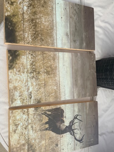 Stag print wood - wood, art