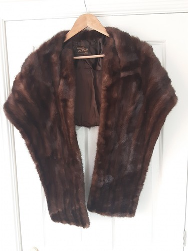 Vintage fur stole wrap brown - -,