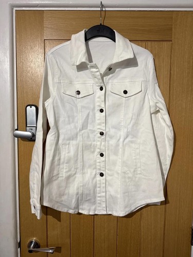 White denim jacket with button - white,