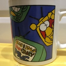 VINTAGE 1993 KILN CRAFT, STAFFORDSHIRE POTTERY ZIG & ZAG MUG: CBBC