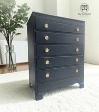 Blue Harris Lebus Vintage Chest of Drawers - Tallboy - 5 Drawers