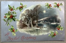 Edwardian Christmas Vintage Postcard 1907 Stacey Manor House Road Glastonbury 