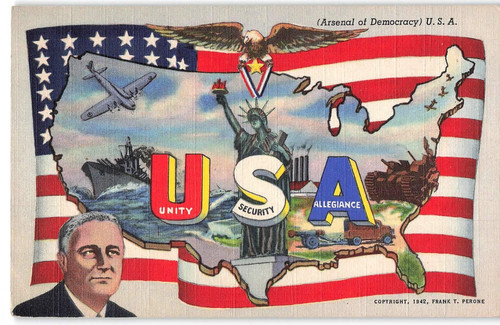 C1942 patriotic postcard wwii - postcard,,