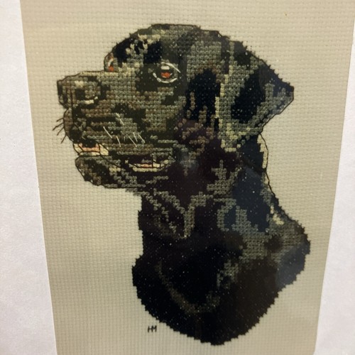 Black labrador cross stitch - black,