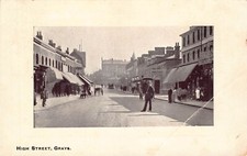 POSTCARD - ESSEX - GRAYS - HIGH STREET - POLICEMAN - SHOPS - POSTED 1911