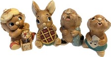 Vintage Pendelfin Collection of Baby Rabbits Picnic Midge,Rolly, Barney & Jacky