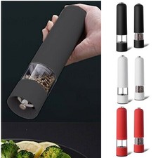 2PCS Electric Automatic Salt and Pepper Mill Grinder Set Shaker Stainless Steel