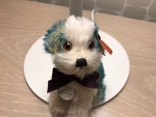STEIFF Limited Edition Molly Dog Replica EAN 403439 10cm Green white mohair New