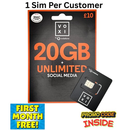 Voxi sim card 20gb data - voxi,