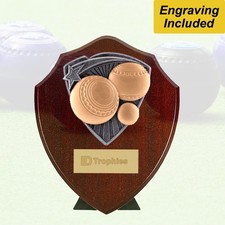 Lawn Bowls Plaque, Dark Wood