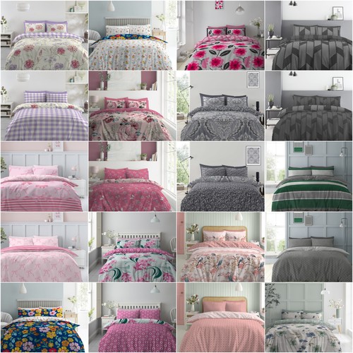 Floral check printed duvet - check,