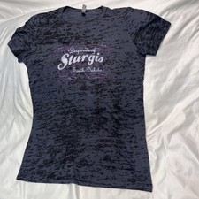 Legendary Sturgis South Dakota Women’s XL Distressed Look Tshirt Charcoal Purple