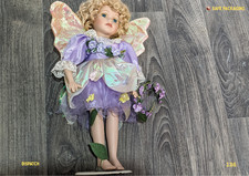 Porcelain Fairy Doll – 40 cm – Lavender Dress with Iridescent Wings & Flower