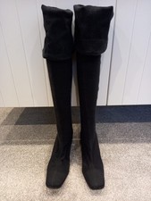 Vintage VERO CUOIO Stretch Fabric Over The Knee Boots Size 40 With Leather Soles