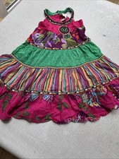 Girls Age 6 Summer Dress Debenhams Purple Pink Bead Green Beautiful  Stripe