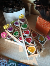Ethically Sourced Handmade Five Mini Ceramic Wax Heart Candles Gift Set