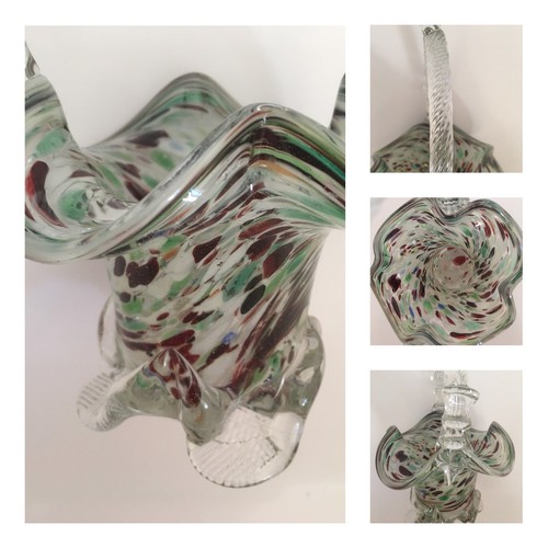 Romanian glass posy basket - glass,