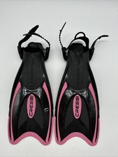 Cressi Palau Long Adjustable Snorkel Fins Flippers Black Pink UK 11/1 KIDS