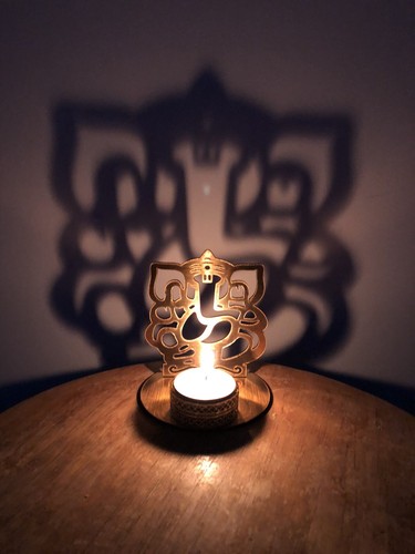 Ganesh shadow candle - shadow, holder