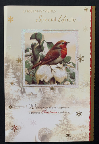 Uncle christmas card robin - uncle,
