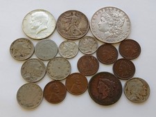 Job lot of 18 X old USA coins Morgan, Indian, Liberty etc