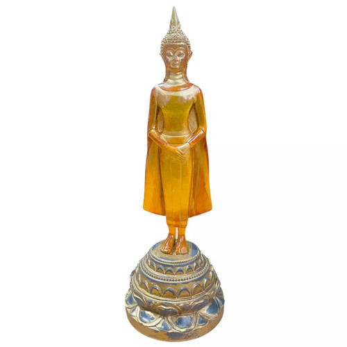 Amber gold standing buddha - amber,