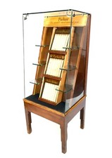 Antique Advertising - Large Wooden Parker Pen Shop Display Cabinet / Collectors