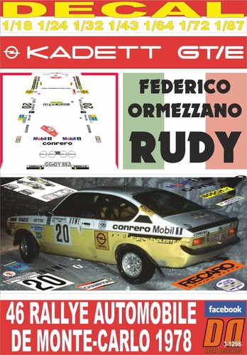 Decal opel kadett e - decal, gt/e