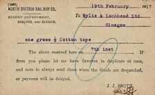 North British Railway Notice of Goods Received to Wylie & Lochhead Ltd. 19/02/17