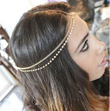 DECO GOLD GODDESS Flapper CRYSTAL Festival BOHO HEad Chain Headband Jewel Gatsby