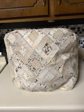 Diamond Premium Patchwork Fur Cowhide Bronze Pouf: 16x16x16” Ottoman Seat