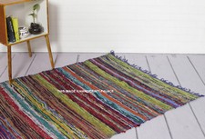 BLUE LARGE CHINDI RAG RUG HAND