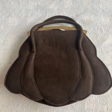 Vintage 1940s/ 50s  Suede Scalloped  Handbag good condition 