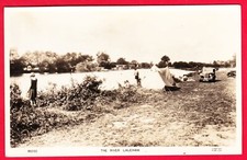 Postcard - LALEHAM Surrey THE RIVER [Frith] #86332 c1930s CHILDREN CAMPING Car