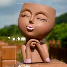 Face Flower Pot Head Planter