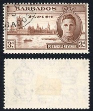 Barbados SG263a 1946 3d Victory Kite Flaw CDS used Cat 60 pounds