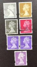 GB QEII - 7 Machin High Value Definitive Stamps Fine Used 