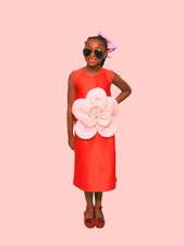 Girls party dress with fancy Bow flower design Hand Made By Violetstyles for 5/6