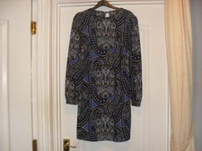 NEXT Blue/Black Paisley Patterned Knee Length Dress - Size 6 - BNWOT