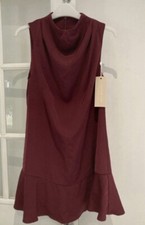 burgundy sleeveless frill hem
