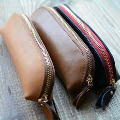 Leather vintage zipper - leather, pencil
