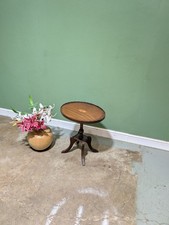 Antique Edwardian Inlaid Mahogany Side Table Lamp Side Table Pie Crust Pedestal.