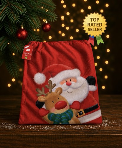Red christmas santa sack - red,
