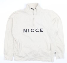 Nicce Men’s Beige XL Half Zip Sweatshirt Logo Fleece Long Sleeve