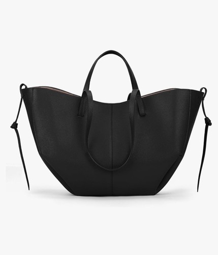 Faux leather black tote bag - leather,